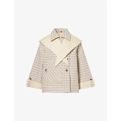 Damson Madder Womens Stone Jerry Reversible Cotton Trench Coat In Neutral