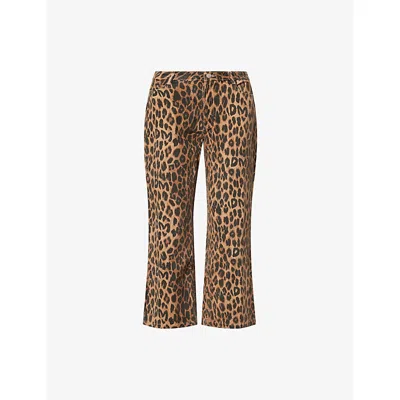 Damson Madder Womens Tiger Kenny Leopard Cotton Twill Trousers In Orange