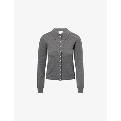 Damson Madder Womens Grey Voula Fine Gauge Wool And Cashmere Cardigan In Gray