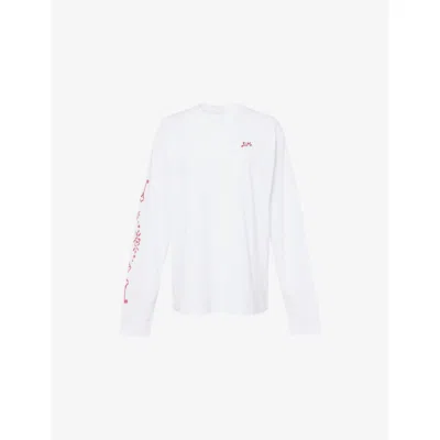 Damson Madder Womens Ecru Whats In My Back Long-sleeves Cotton-jersey T-shirt In Animal Print
