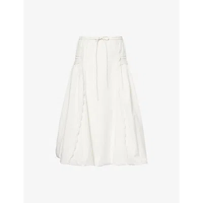 Damson Madder Womens Agatha Puffball Cotton-poplin Midi Skirt White