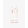 Damson Madder Womens Amaya Embroidered Cotton-poplin Mini Dress White In White