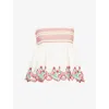 Damson Madder Womens Andy Floral-embroidered Cotton Camisole Top White In White