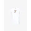 DAMSON MADDER WOMENS WHITE COWBOY SHRUNKEN GRAPHIC-PRINT COTTON T-SHIRT