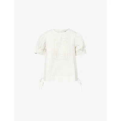 Damson Madder Womens White Mabel Lace Insert Cotton Top