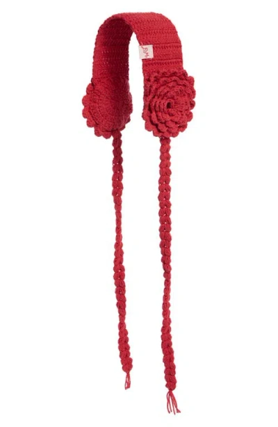 Damson Madder Wool Crochet Earmuffs In Red