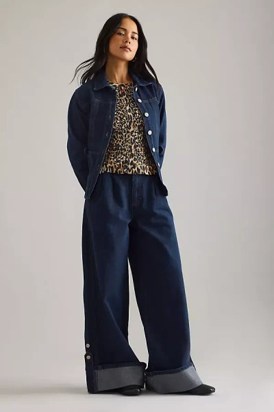 Damson Madder Wylie Turn-up Wide-leg Jeans In Blue