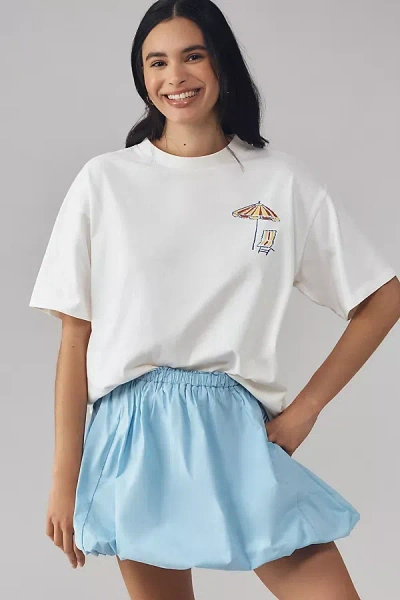 Damson Madder X Anthropologie Costa Del Sol Oversized Graphic Tee In White