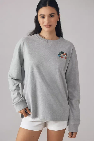 Damson Madder X Anthropologie Fruits D'été Long-sleeve Graphic Tee In Grey