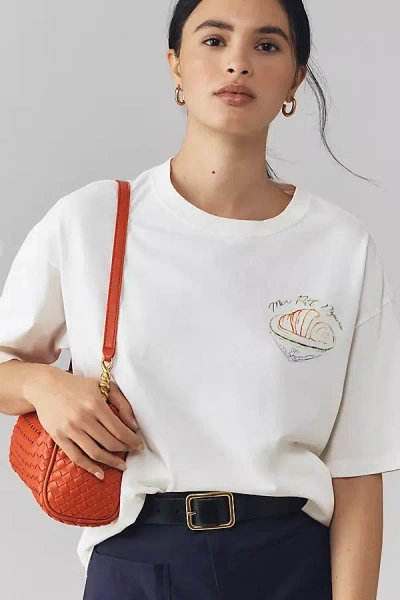 Damson Madder X Anthropologie Mon Petit Déjeuner Oversized Graphic Tee In Beige