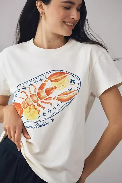 Damson Madder X Anthropologie Plate De Homard Shrunken Graphic Tee In Beige