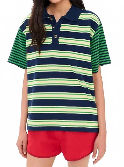 Damson Madder Zia Rugby Mix Stripe Shirt In Multi In Green