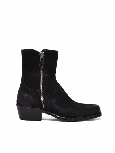 Damy Black Suede Zip Ankle Boots