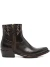 Damy Leather Ankle Boot With Embroidery In Brown
