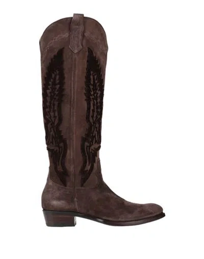 Damy Woman Boot Dark Brown Size 6 Leather In Multi