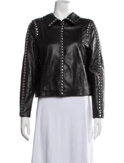 Pre-owned Dan Cassab Leather Biker Jacket In Black