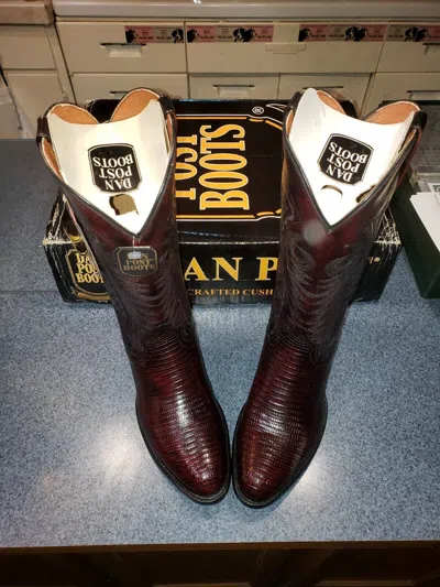 Pre-owned Dan Post Boots Black Cherry Teju Lizard Dp2352r 7.5d