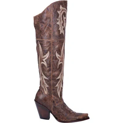 Pre-owned Dan Post Boots Jilted Embroidered Snip Toe Cowboy Womens Brown Dress Boots Dp37