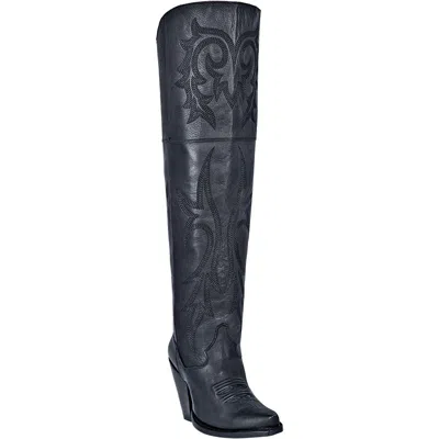 Pre-owned Dan Post Boots Ladies Dan Post Jilted Black Leather Knee High Western Fashion Boots Dp3789