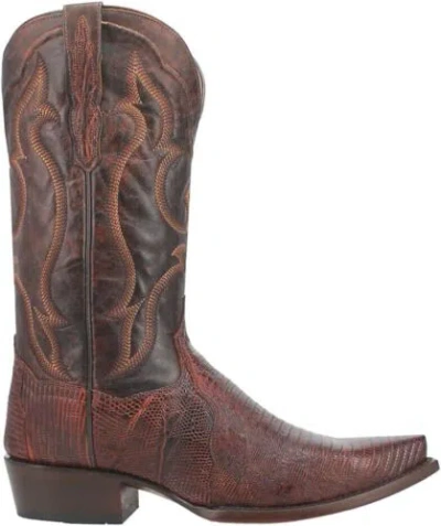 Pre-owned Dan Post Boots Mens Hearst Lizard Snip Toe Casual Mid Calf - Brown In Cognac