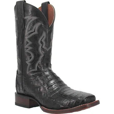 Pre-owned Dan Post Cowboy Certified Kingsly Caiman Square Toe Black Boot