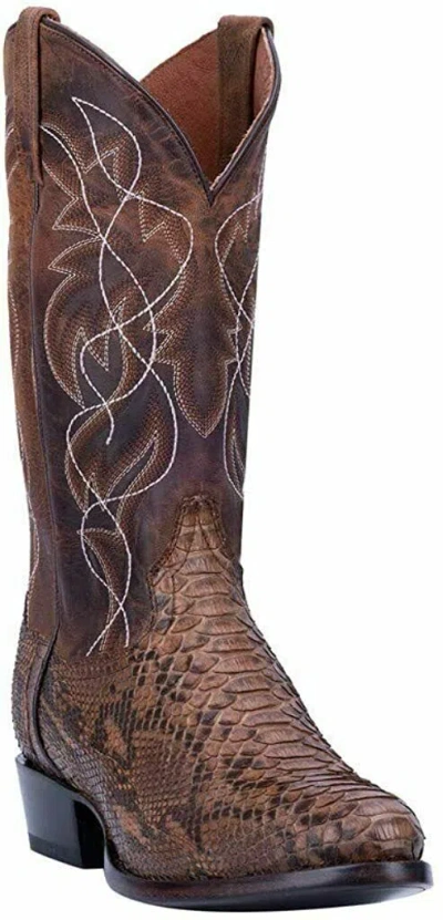 Pre-owned Dan Post Dp3037 Manning Python Leather 13" Round Toe Western Boot In Brown