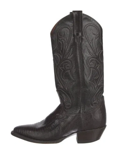 Pre-owned Dan Post Embossed Leather Western Boots In Brown
