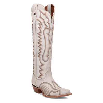 Pre-owned Dan Post Ladies Josie Tall White Leather Boots Dp5107