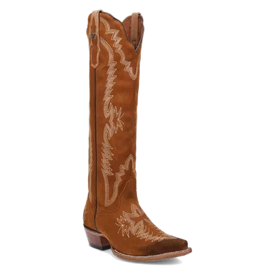 Pre-owned Dan Post Ladies Marlowe Tan Suede Leather Tall Boots Dp5109 In Brown