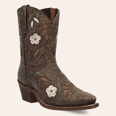 Dan Post Laredo Women's Wild Petal Distressed Black Snip Toe Cowboy Booties