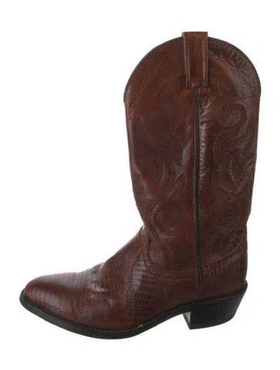 Pre-owned Dan Post Leather Animal Print Western Boots In Brown