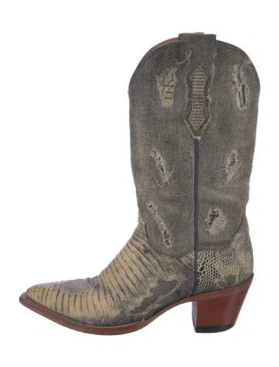 Pre-owned Dan Post Leather Animal Print Western Boots In Multi