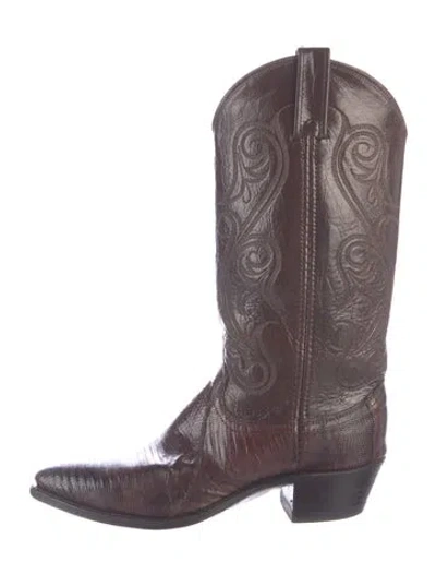 Pre-owned Dan Post Leather Animal Print Western Boots In Multi