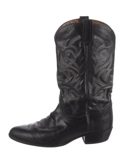 Pre-owned Dan Post Leather Embroidered Accent Western Boots In Multi