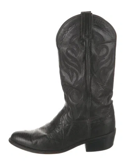 Pre-owned Dan Post Leather Embroidered Accent Western Boots In Multi
