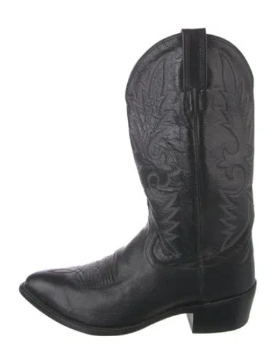 Pre-owned Dan Post Leather Embroidered Accent Western Boots In Multi