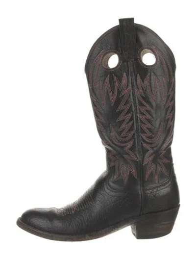 Pre-owned Dan Post Leather Patterned Western Boots In Gray