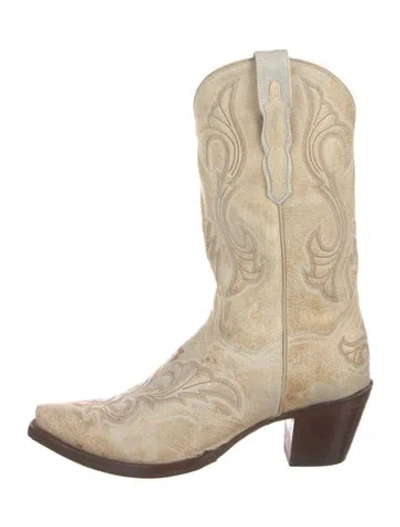 Pre-owned Dan Post Leather Patterned Western Boots In Neutrals