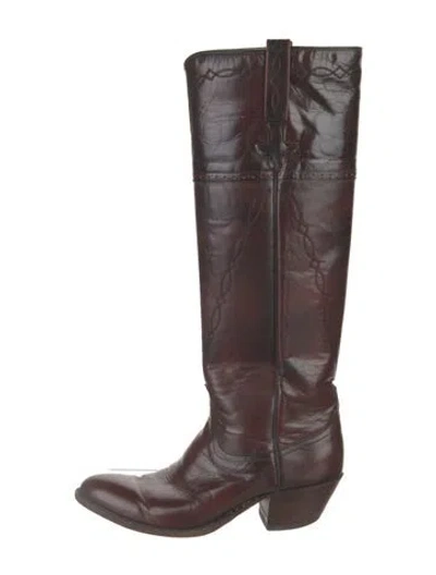 Pre-owned Dan Post Leather Riding Boots In Brown