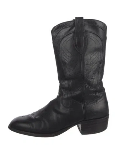 Pre-owned Dan Post Leather Western Boots In Black