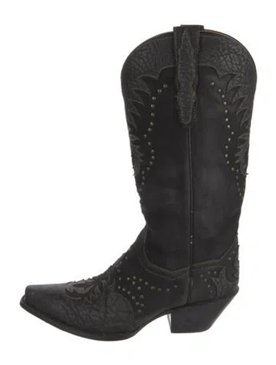 Pre-owned Dan Post Leather Western Boots In Black