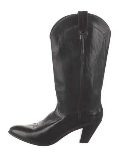 Pre-owned Dan Post Leather Western Boots In Black