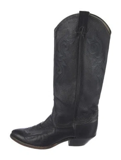 Pre-owned Dan Post Leather Western Boots In Black