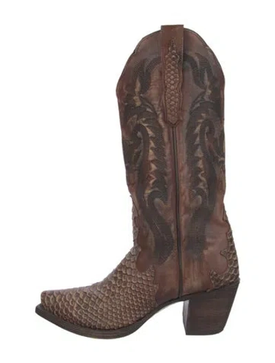 Pre-owned Dan Post Leather Western Boots In Black