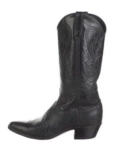 Pre-owned Dan Post Leather Western Boots In Black