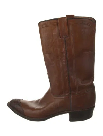 Pre-owned Dan Post Leather Western Boots In Brown