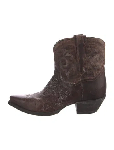 Pre-owned Dan Post Leather Western Boots In Brown