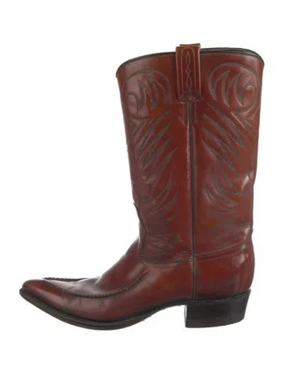 Pre-owned Dan Post Leather Western Boots In Brown
