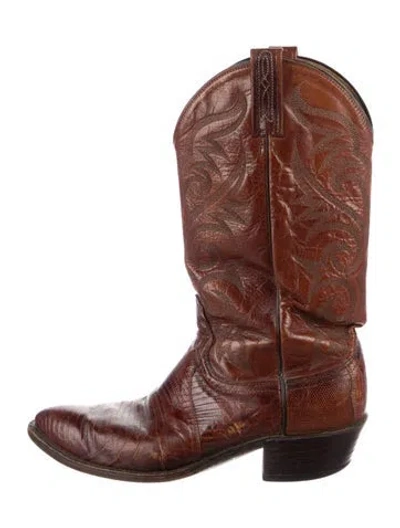 Pre-owned Dan Post Leather Western Boots In Brown
