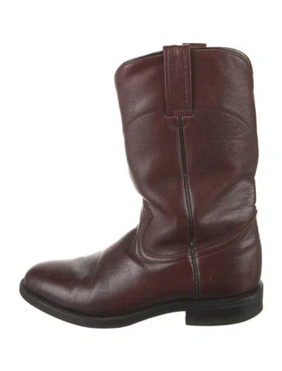 Pre-owned Dan Post Leather Western Boots In Burgundy